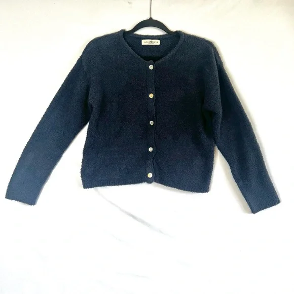 Natural Life Button Up Cardigan Sweater Navy Blue Womens Sz M Cozy Fuzzy Boho - Picture 1 of 7